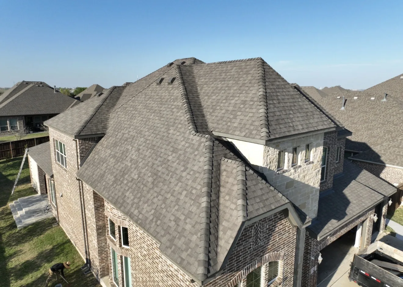 Roof replacement: Stone home, finished field