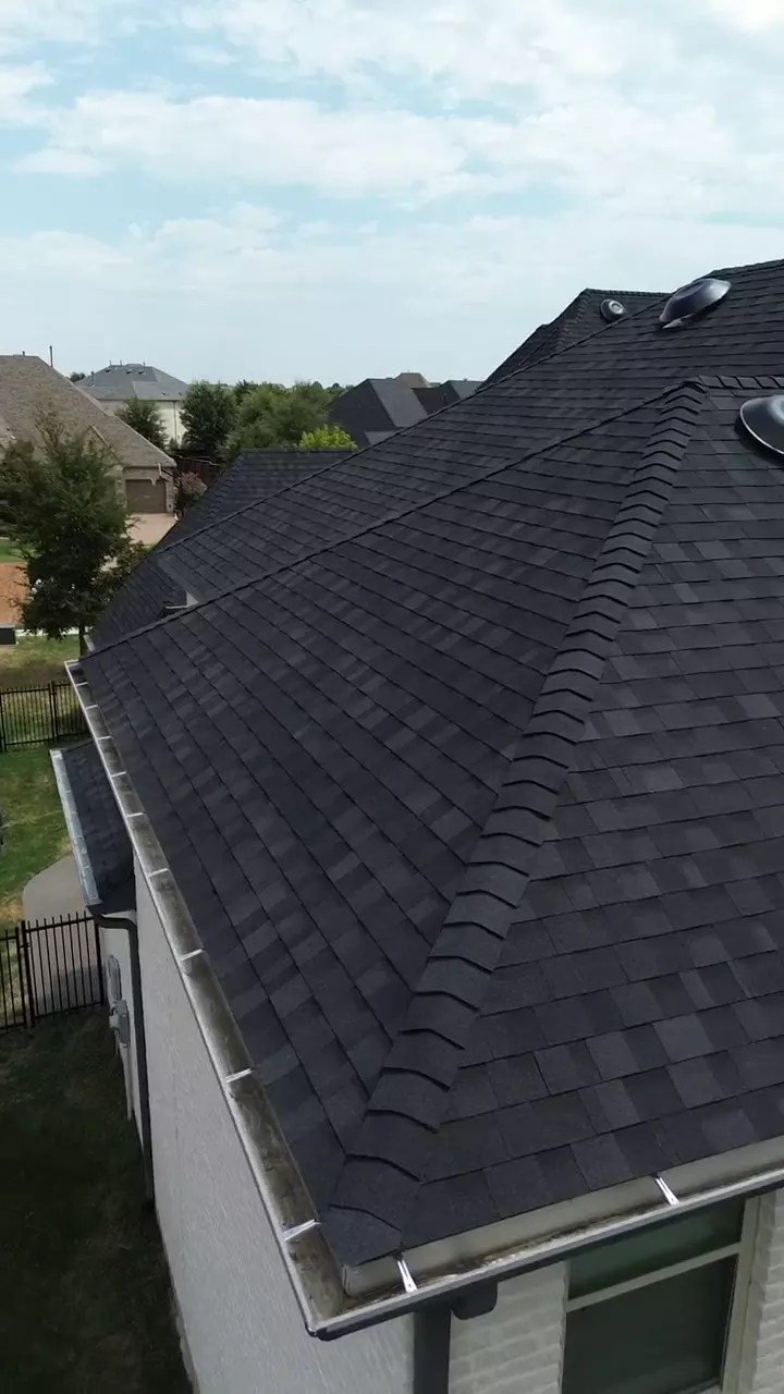 Drone footage still: Gutter Replacement and Installation